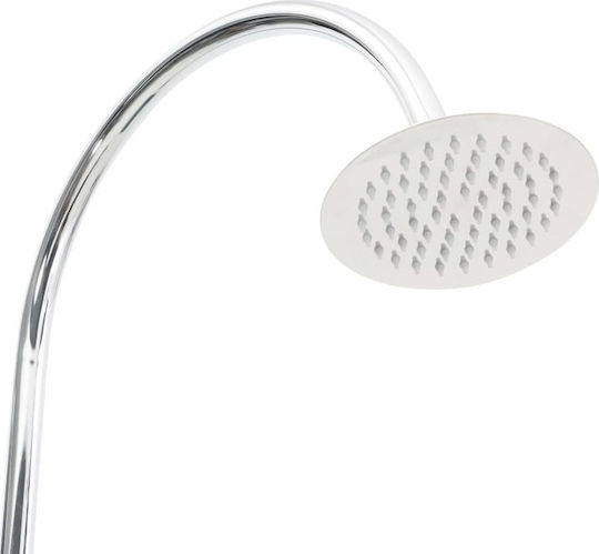 vidaXL Душ за Басейн от Естествено Дърво 221x75x75см Бял