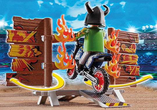 Playmobil Stunt Show Stunt Show Motocross with Fiery Wall for 4-10 years old