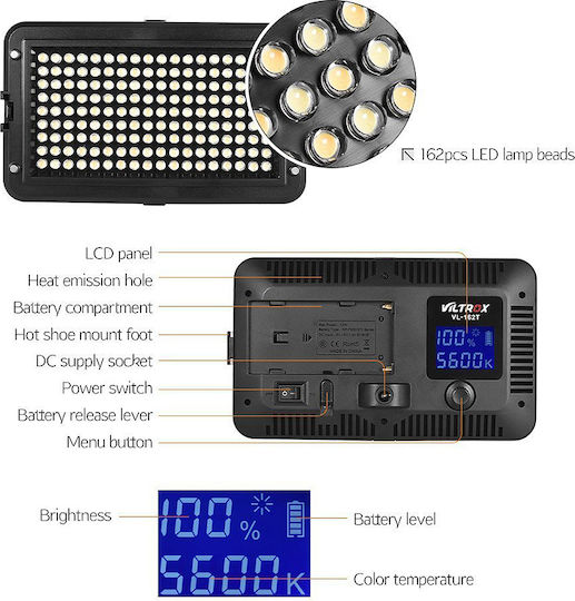 Viltrox VL162T Video Light 3300 - 5600K