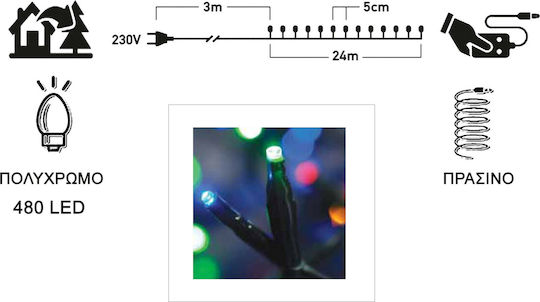 480 Lights LED 27m. Multicolor in String 1pcs