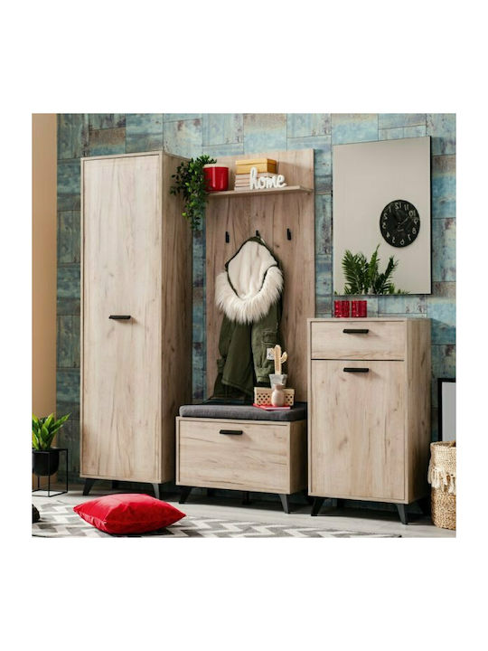 Umbria Kom Entry Furniture with Shoe Rack & Bench Grey Oak 68x35x47.5cm