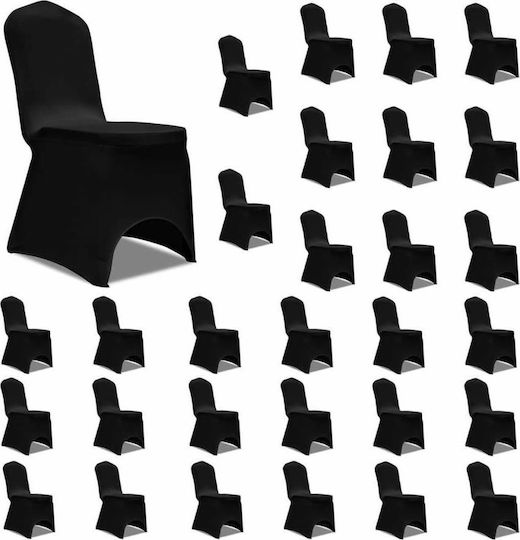 vidaXL Elastic Chair Covers Black 30pcs