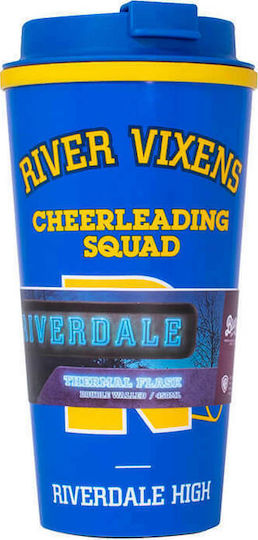 Blue Sky Studios Riverdale Screw Top Glass Thermos Stainless Steel BPA Free 450ml Blue with Mouthpiece