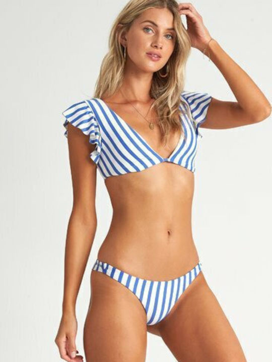Bikini Swim Top with Ruffles Blue By U Plunge Light Blue Striped