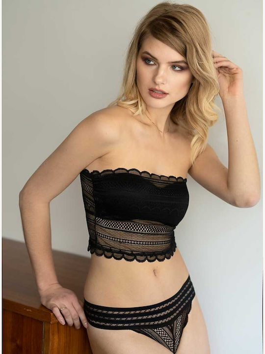 Μαύρο Strapless Σουτιέν χωρίς Ενίσχυση & χωρίς Μπανέλες