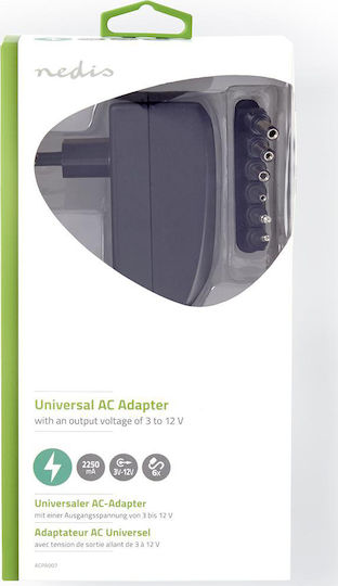 Nedis Universal Τροφοδοτικό Ρυθμιζόμενης Τάσης 12V 2.25A με Ισχύ 27W με σετ βυσμάτων (ACPA007)