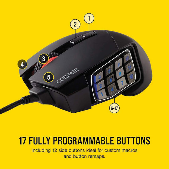 Corsair Scimitar RGB Elite Gaming Ποντίκι 18000 DPI Μαύρο
