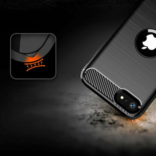 Hurtel Carbon Задна корица Силикон Черен (iPhone SE 2020)