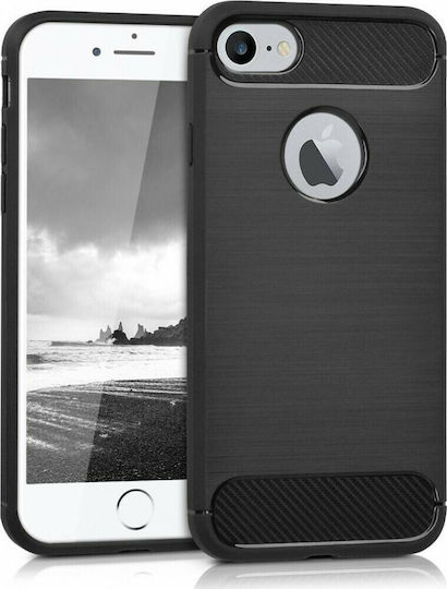 Hurtel Carbon Задна корица Силикон Черен (iPhone SE 2020)