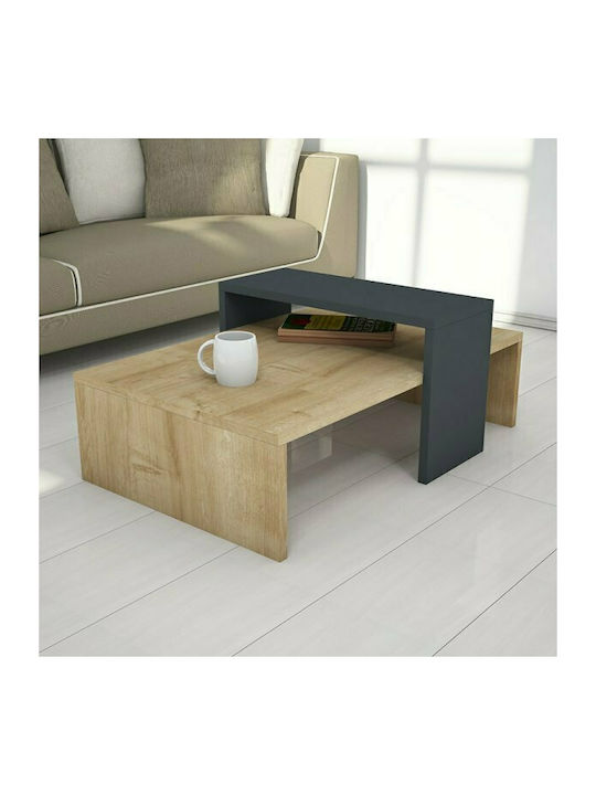 Rectangular Coffee Table Glow Natural-Carbon Black L80xW50xH32cm