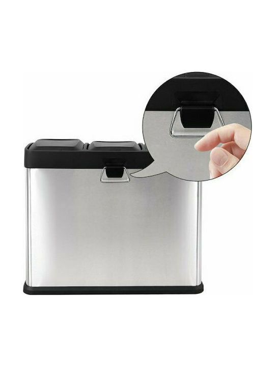Songmics Recycling Mülleimer aus Inox mit Pedal Silber 45lt