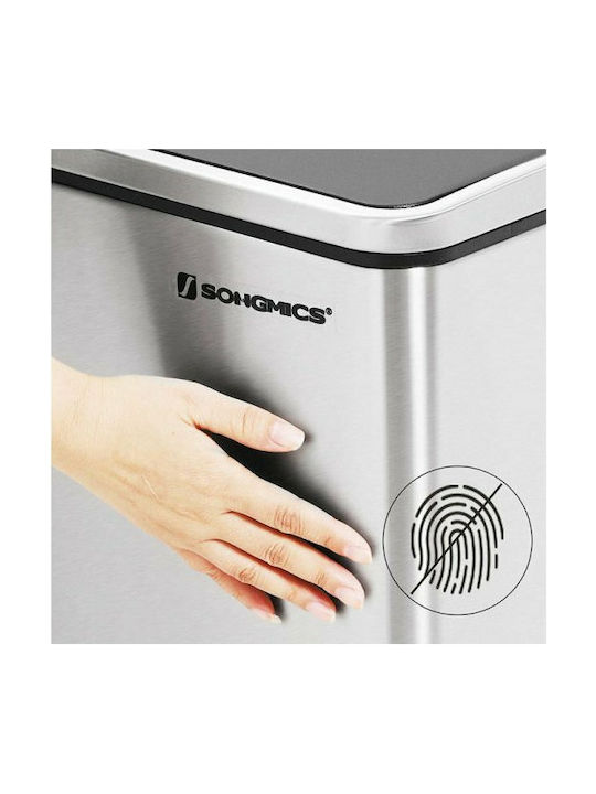 Songmics Кошче за Рециклиране Soft Close от Неръждаема Стомана Сребрист 60 л