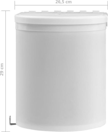 vidaXL Waste Bin for Cabinet Plastic White 12lt