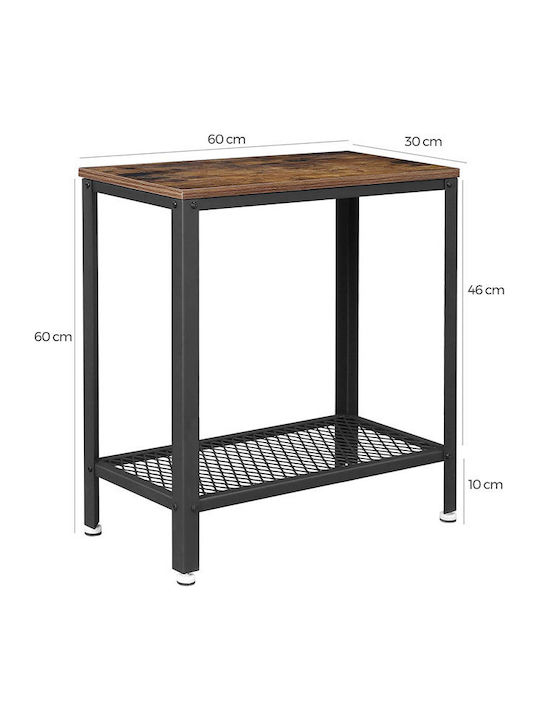 Rectangular Wooden Side Table Brown 60x30x60cm