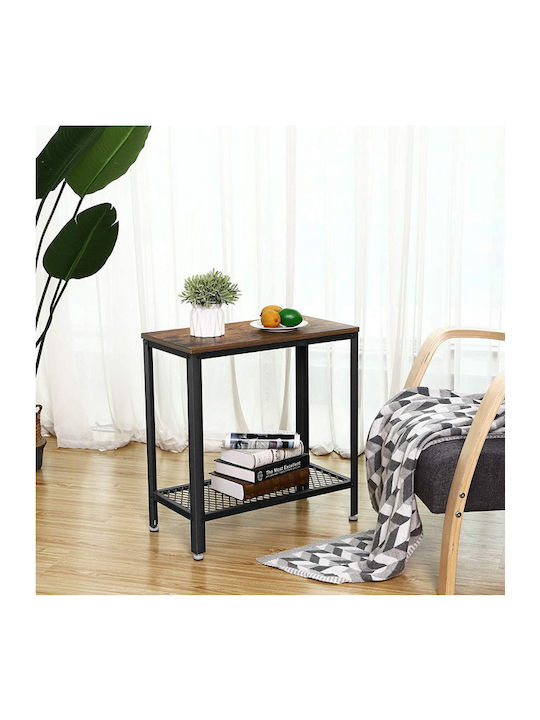 Rectangular Wooden Side Table Brown 60x30x60cm