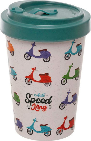 Puckator Speed King Cană Bambus cu Capac Albă 400ml