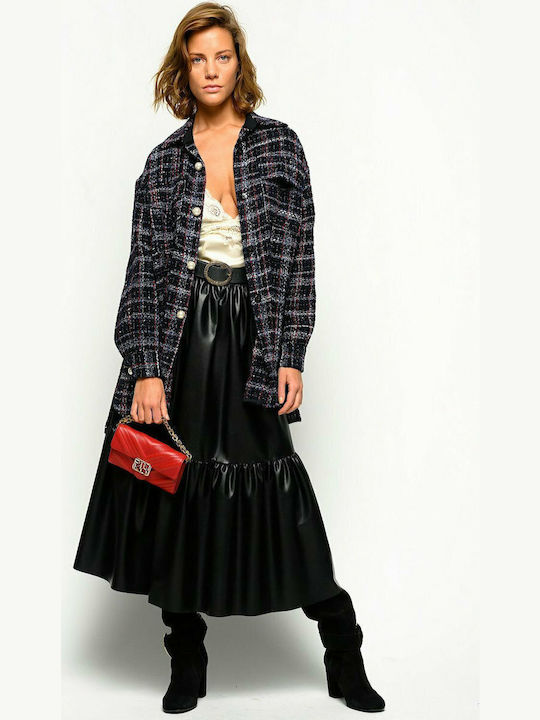 Asterismo 1 Leather Pleated High-waisted Maxi Skirt Black