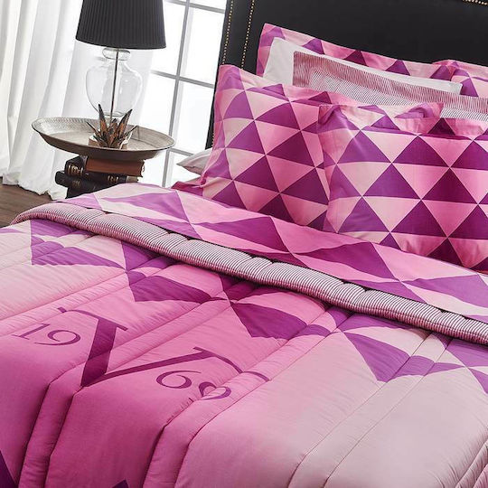 19V69 Sheet Sets Queen 250x280cm. Diamante Fuchsia 4pcs