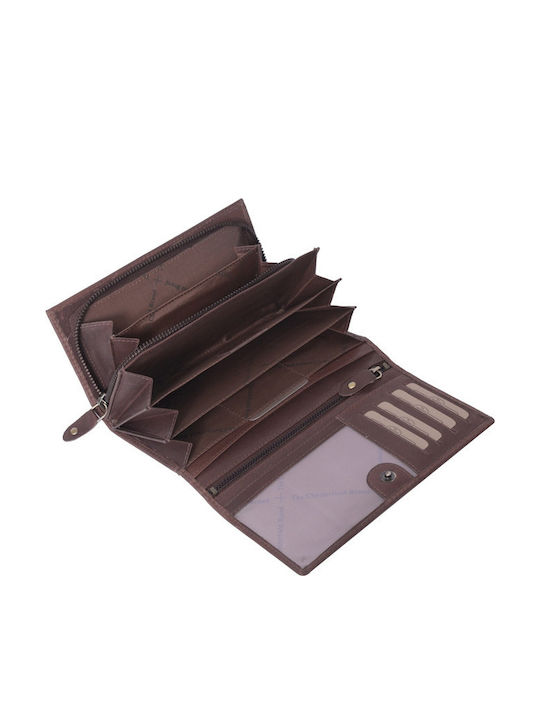 Large Leather Women's Wallet Classic with RFID Brown