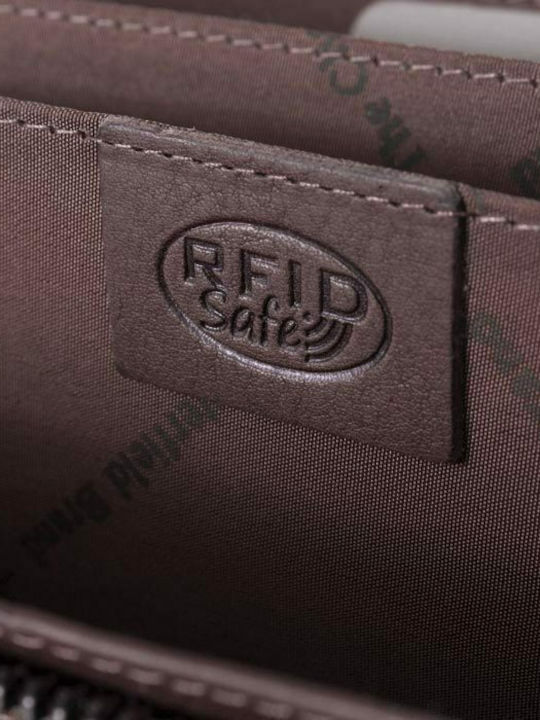 Large Leather Women's Wallet Classic with RFID Brown