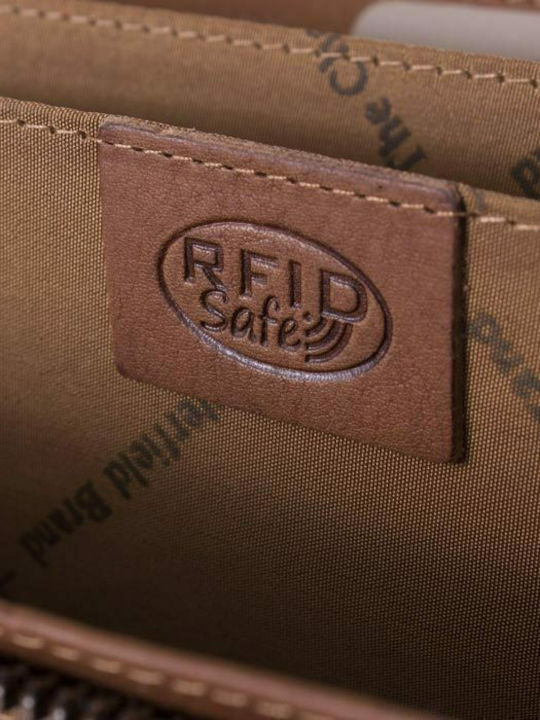 Large Leather Women's Wallet Classic with RFID Tabac Brown