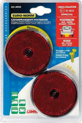 Lampa Truck Reflector Euro-Norm Reflectors Red Round with Screw 65mm 2pcs 20525