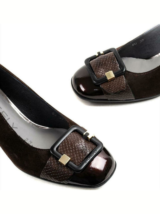 Leather Peep Toe Brown Medium Heels Bridget 10