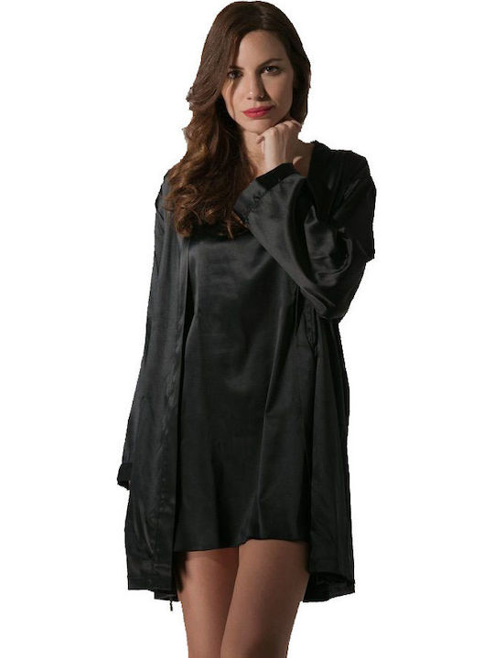 Luna Satin Women's Nightdress Black Prestige