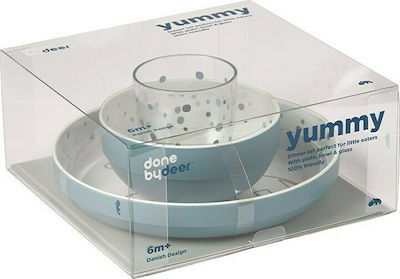 Done by Deer Feeding Set Yummy Mini made of Melamine Blue 3pcs BR74855