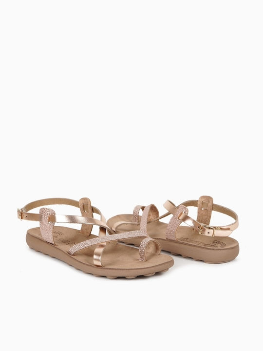 Δερμάτινα Γυναικεία Ανατομικά Σανδάλια Rosegold
