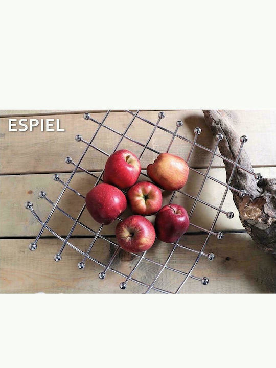 Espiel Φρουτιέρα Μεταλλική Ασημί 32x32x13εκ.