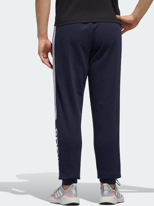 Adidas Essentials Colorblock Men's Fleece Sweatpants with Rubber Navy Blue