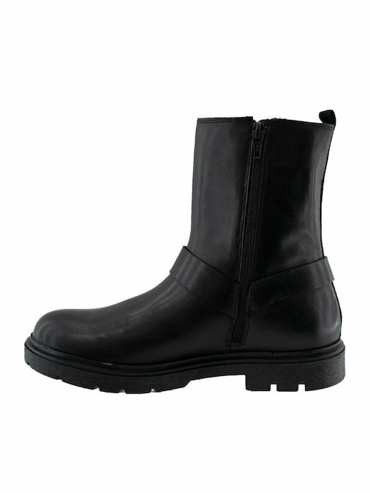 Leder Stiefeletten Damen Schwarz