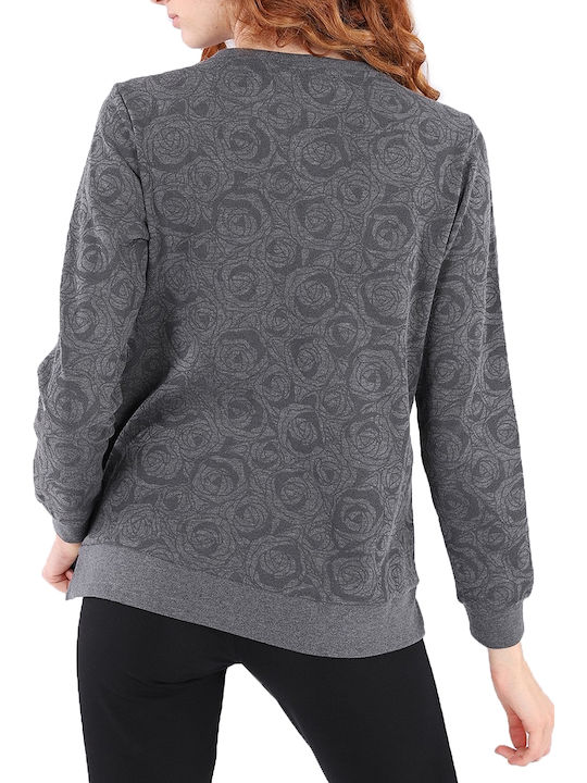 Freddy Floral Print & Rhinestones Women's Sweatshirt Gray