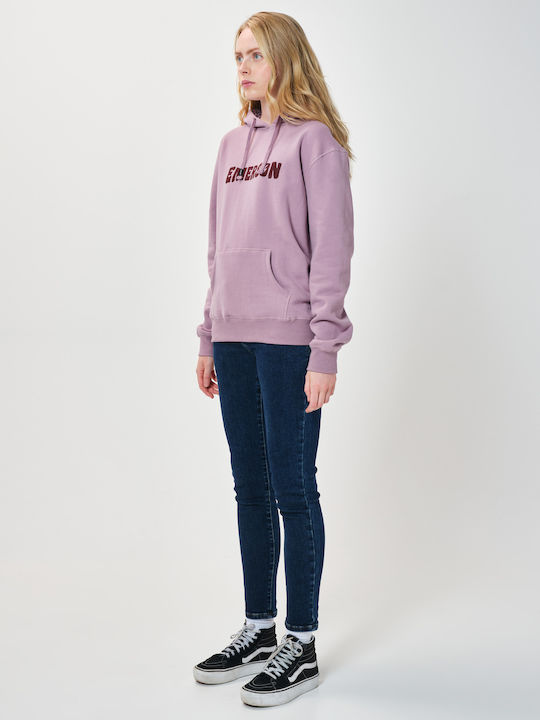 Γυναικείο Φούτερ Βελουτέ με Κουκούλα Lilac