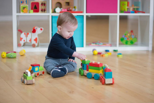 Jumini Shape Sorting Toy Train made of Wood for 12++ Months