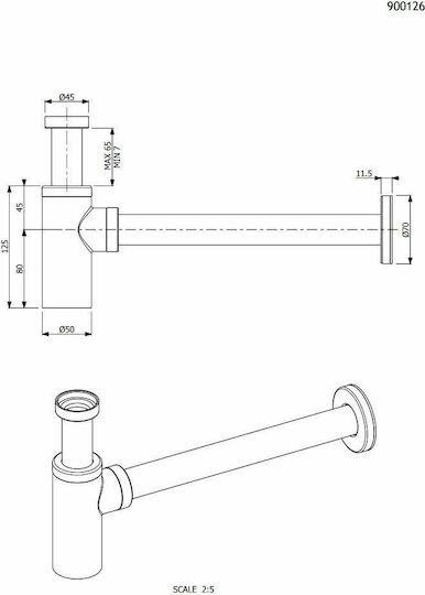 Armando Vicario Kupfer Siphon Spülbecken Gold gebürstetes Gold