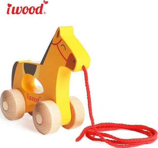 iwood Pull-Along Toy Pull-Along Horse with Cord made of Wood for 12++ Months