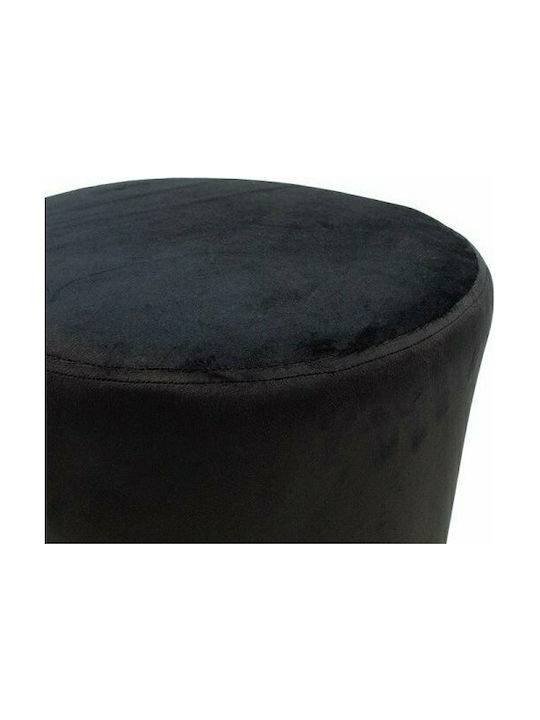 Stool For Living Room Upholstered with Velvet Ian Black-Gold 35x35x43cm