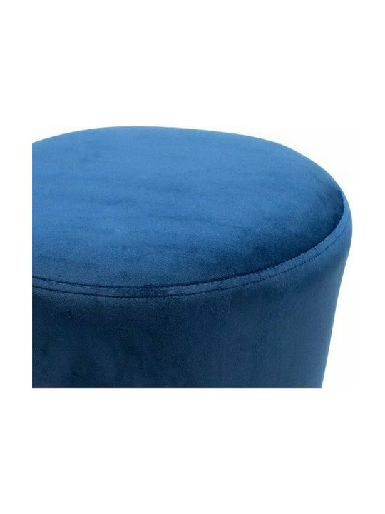 Stool For Living Room Upholstered with Velvet Ian Blue-Gold 35x35x43cm