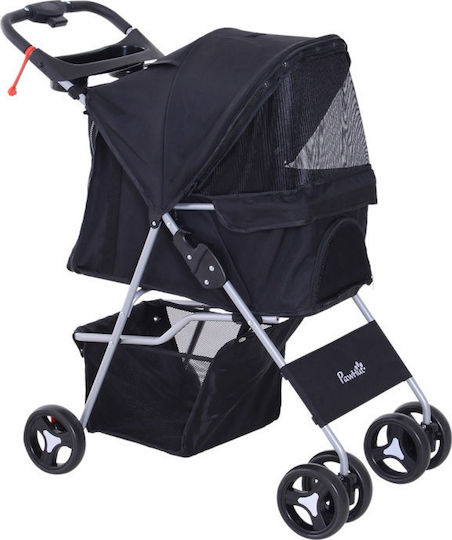 Pawhut Wasserdicht Kinderwagen für Hunde / Katzen bis 15kg Schwarz L77xH47cm. D00-083BK
