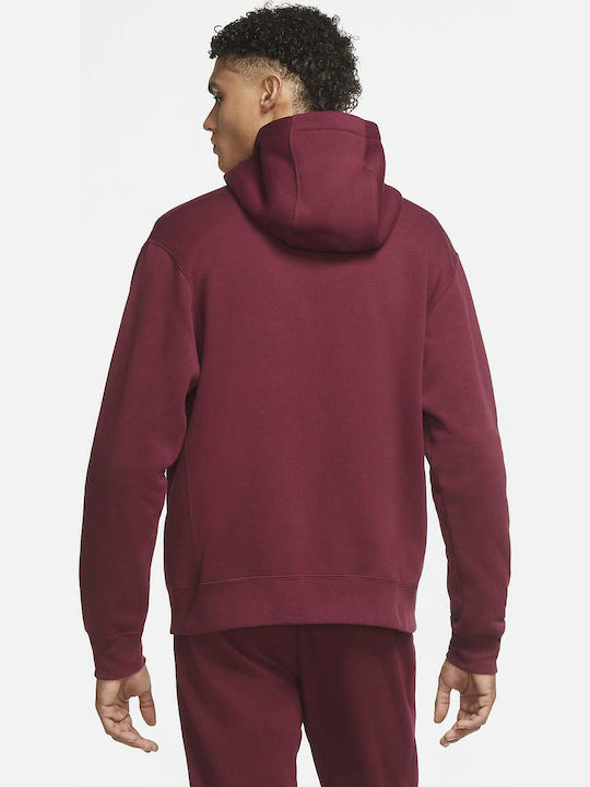 Club Sweatshirt Fleece with Hood Burgundy