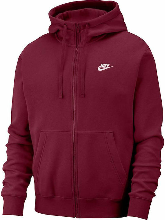 Club Sweatshirt Fleece with Hood Burgundy