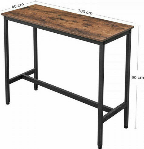 Tisch Bar Holz mit Metallgestell Walnuss 100x40x90cm