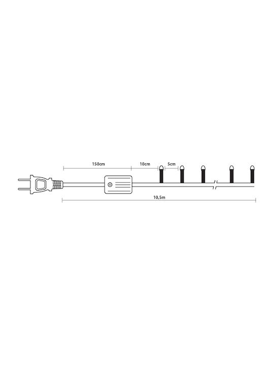 180 Light Bulb LED 1.05μ Warm White In String with Green Cable and Program Lianos