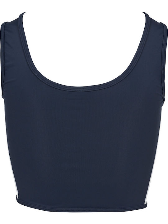 Γυναικείο Καλοκαιρινό Crop Top Αμάνικο Ριγέ Navy Μπλε