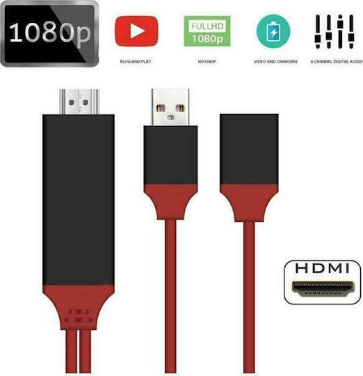 HDMI 1.4 Hochgeschwindigkeits 1080p 120Hz Kabel HDMI-Stecker - MHL 1m Rote