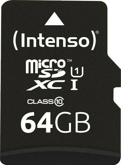 Intenso Premium microSDXC 64GB U1 UHS-I 45MB/s με αντάπτορα