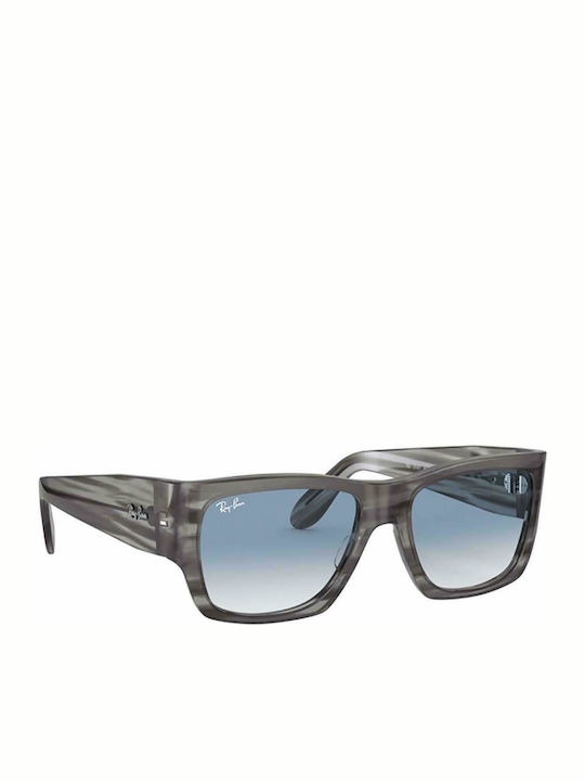 Ray Ban Nomad Sunglasses with Gray Plastic Frame and Light Blue Gradient Lens RB2187 1314/3F