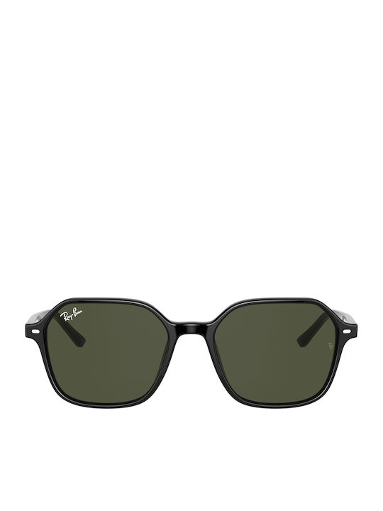 Ray Ban John Sunglasses with Black Acetate Frame and Green Lenses RB2194 901/31